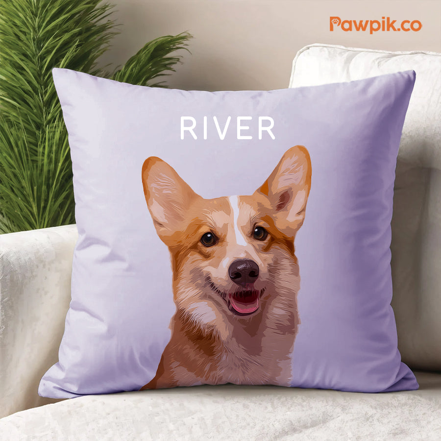 Super Adorable Custom Dog Portrait Cartoon Square Pillow - Gift For Pet Lovers