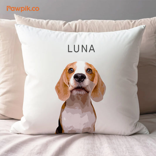 Super Adorable Custom Dog Portrait Cartoon Square Pillow - Gift For Pet Lovers