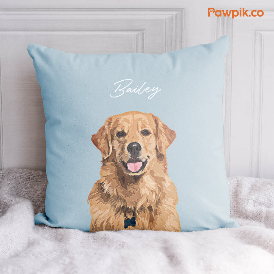 Super Cute Customized Pet Portrait Square Pillow - Gift For Dog Lovers