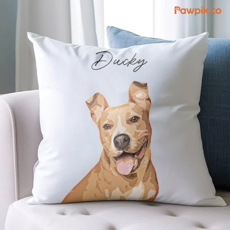 Super Cute Customized Pet Portrait Square Pillow - Gift For Dog Lovers