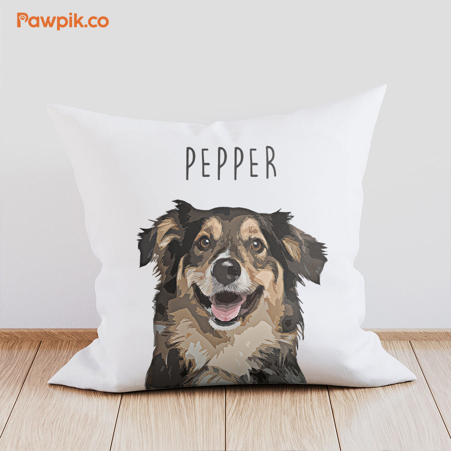 Super Cute Customized Pet Portrait Square Pillow - Gift For Dog Lovers