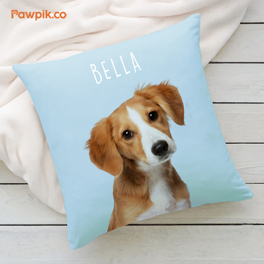 Super Funny Custom Dog Portrait Square Pillow - Gift For Pet Lovers