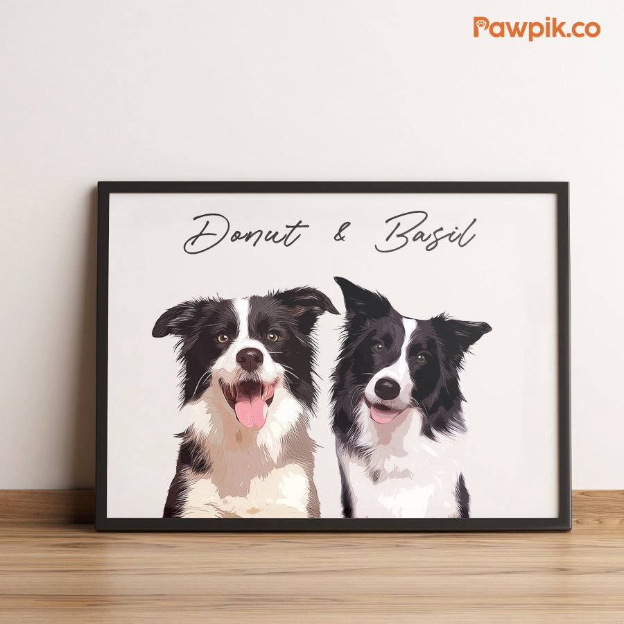 Lovely Personalized Dog Cartoon Horizontal Frame Poster - Gift for Bestie