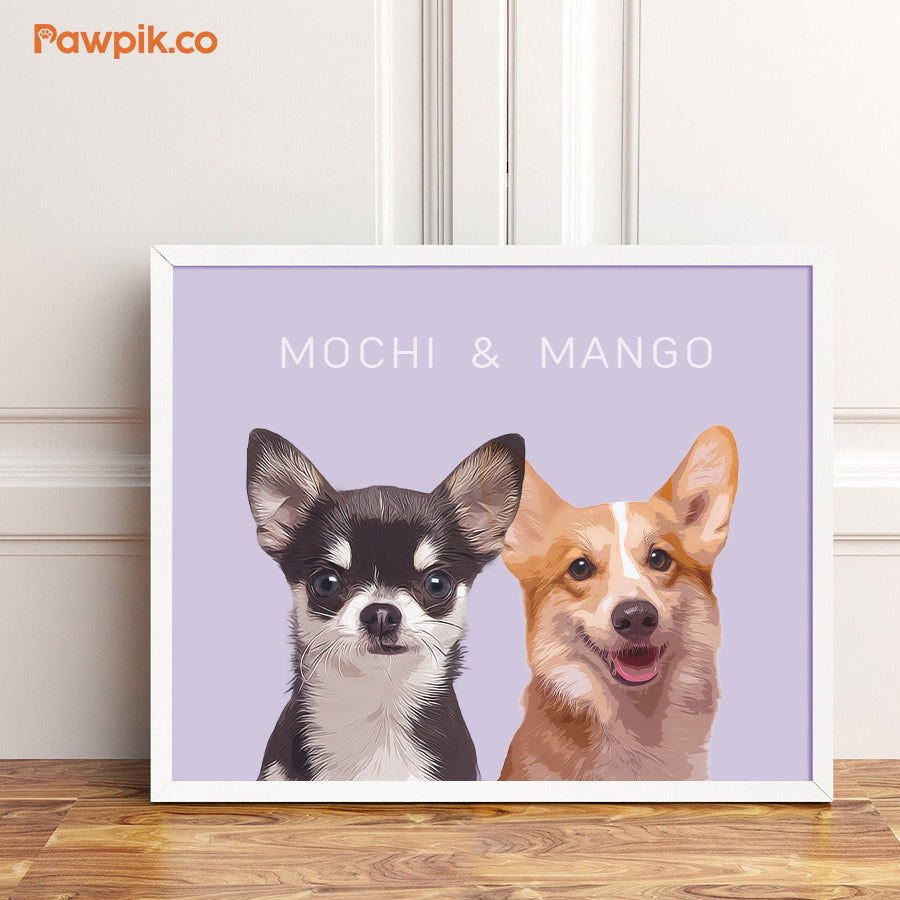 Lovely Personalized Dog Cartoon Horizontal Frame Poster - Gift for Bestie