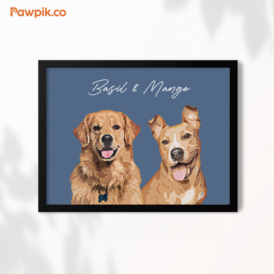 Super Cute Customized Pet Cartoon Horizontal Frame Poster - Gift For Dog Lovers