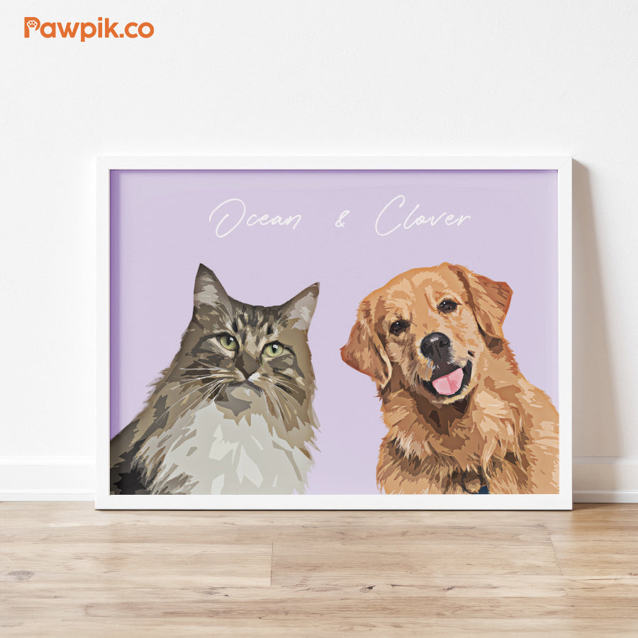 Super Cute Customized Pet Cartoon Horizontal Frame Poster - Gift For Dog Lovers