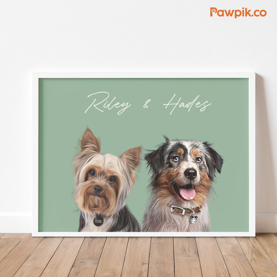 Funny Custom Dog & Cat Horizontal Frame Poster - Gift for Friends