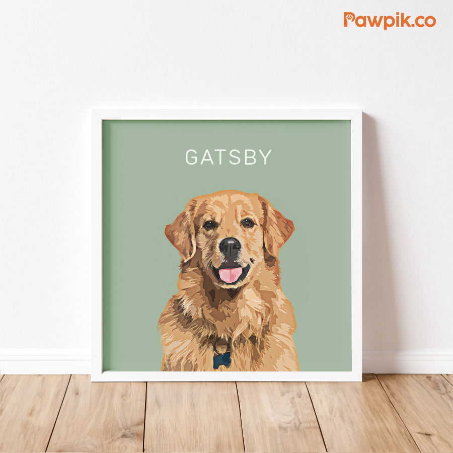 Super Cute Personalized Cat Portrait Square Frame Poster - Gift For Pet Lovers