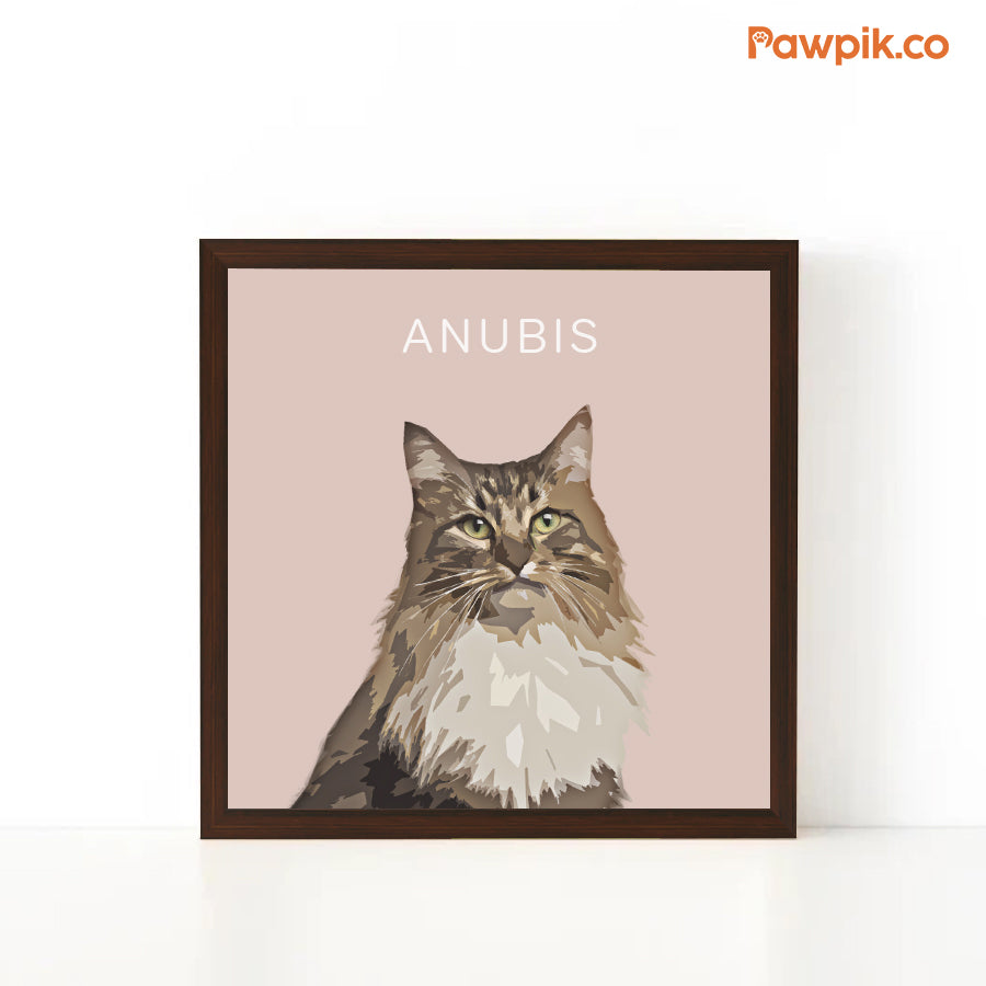 Super Cute Personalized Cat Portrait Square Frame Poster - Gift For Pet Lovers