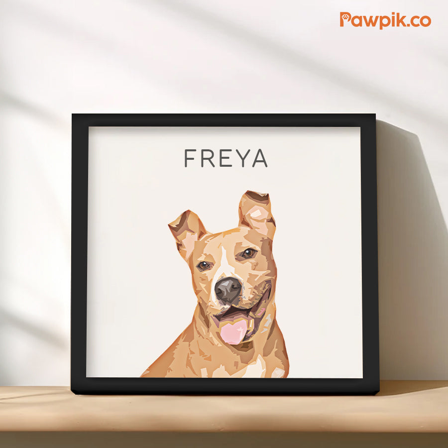 Super Cute Personalized Cat Portrait Square Frame Poster - Gift For Pet Lovers