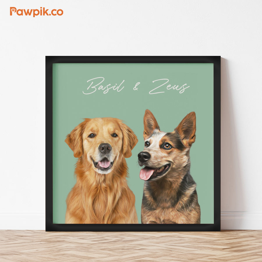 Lovely Custom Dog Portrait Square Frame Poster- Gift For Pet Lovers