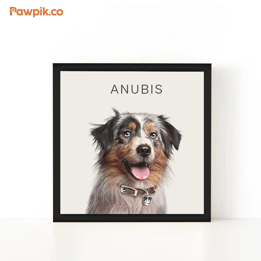 Lovely Custom Dog Portrait Square Frame Poster- Gift For Pet Lovers