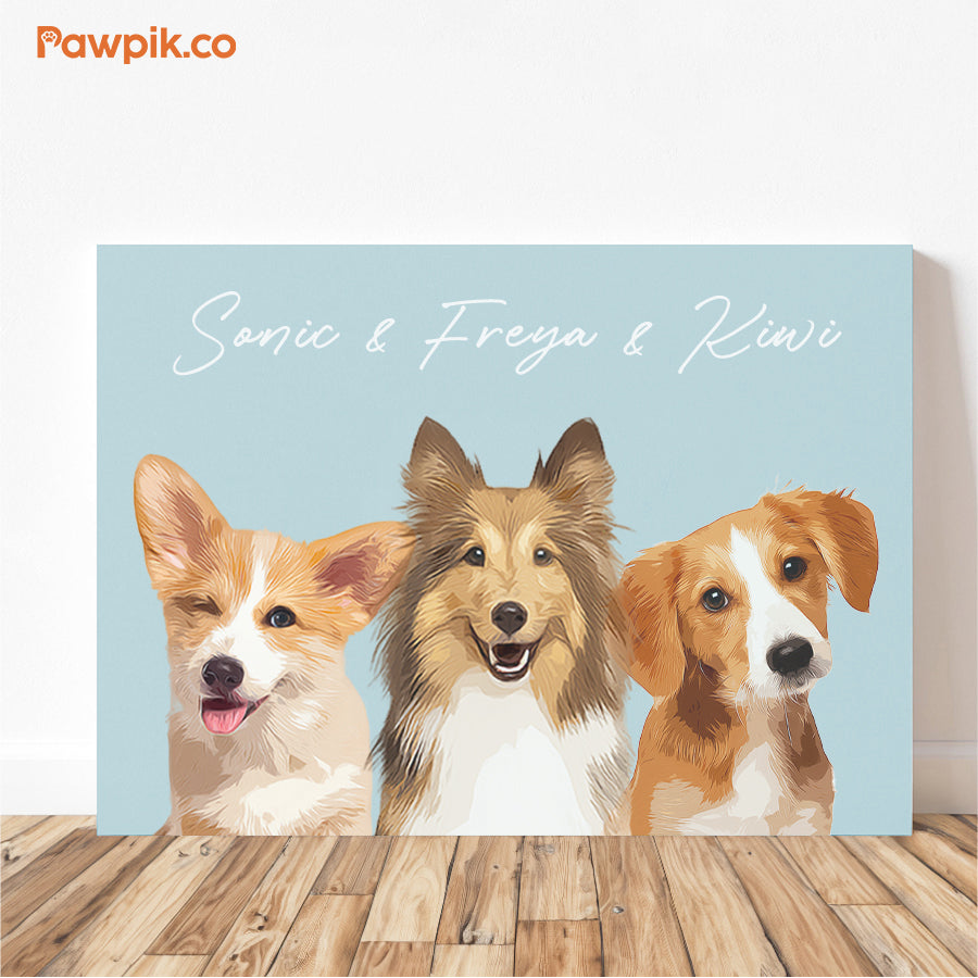 Super Adorable Personalized Pet Cartoon Horizontal Poster - Gift for Dog Lovers