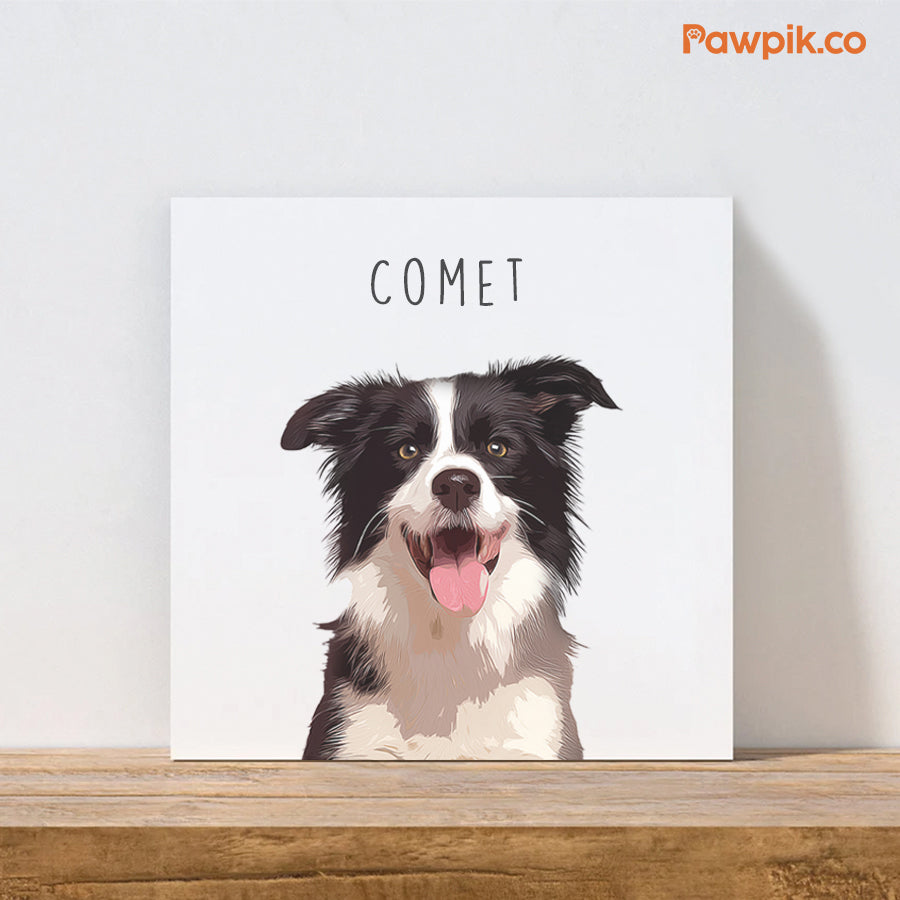 Lovely Customized Dog Portrait Square Poster - Gift For Bestie