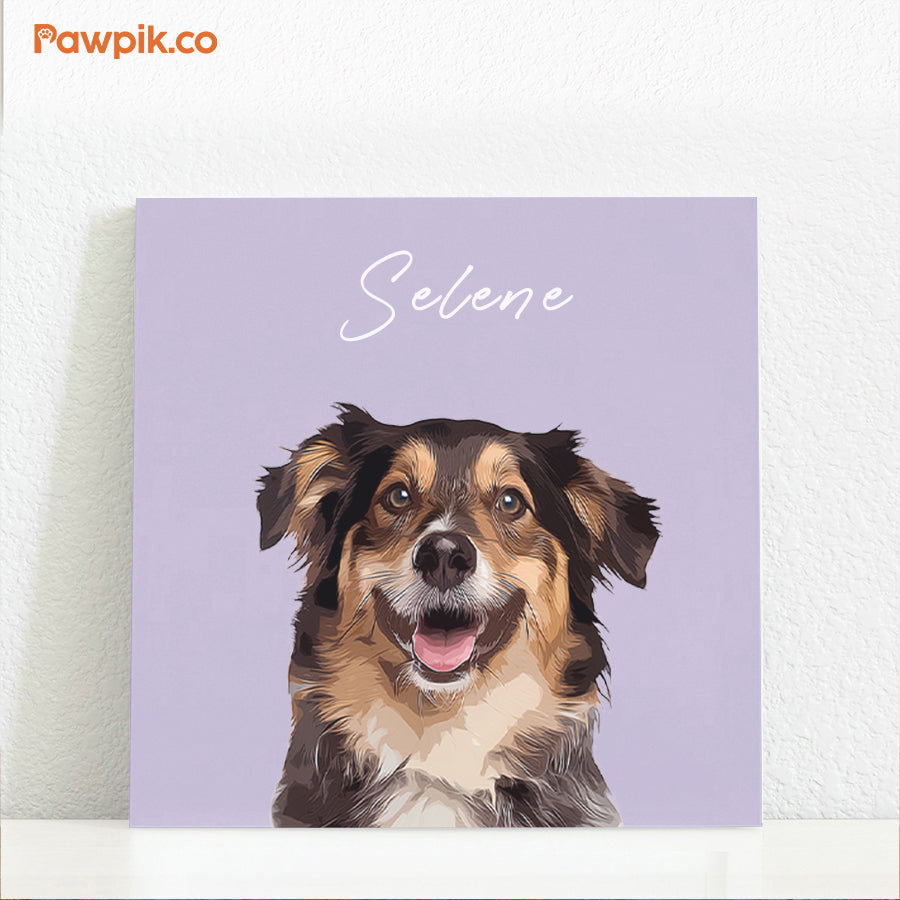 Lovely Customized Dog Portrait Square Poster - Gift For Bestie