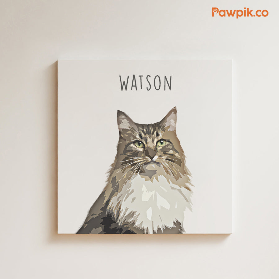 Funny Custom Dog & Cat Cartoon Square Poster - Gift For Pet Lovers