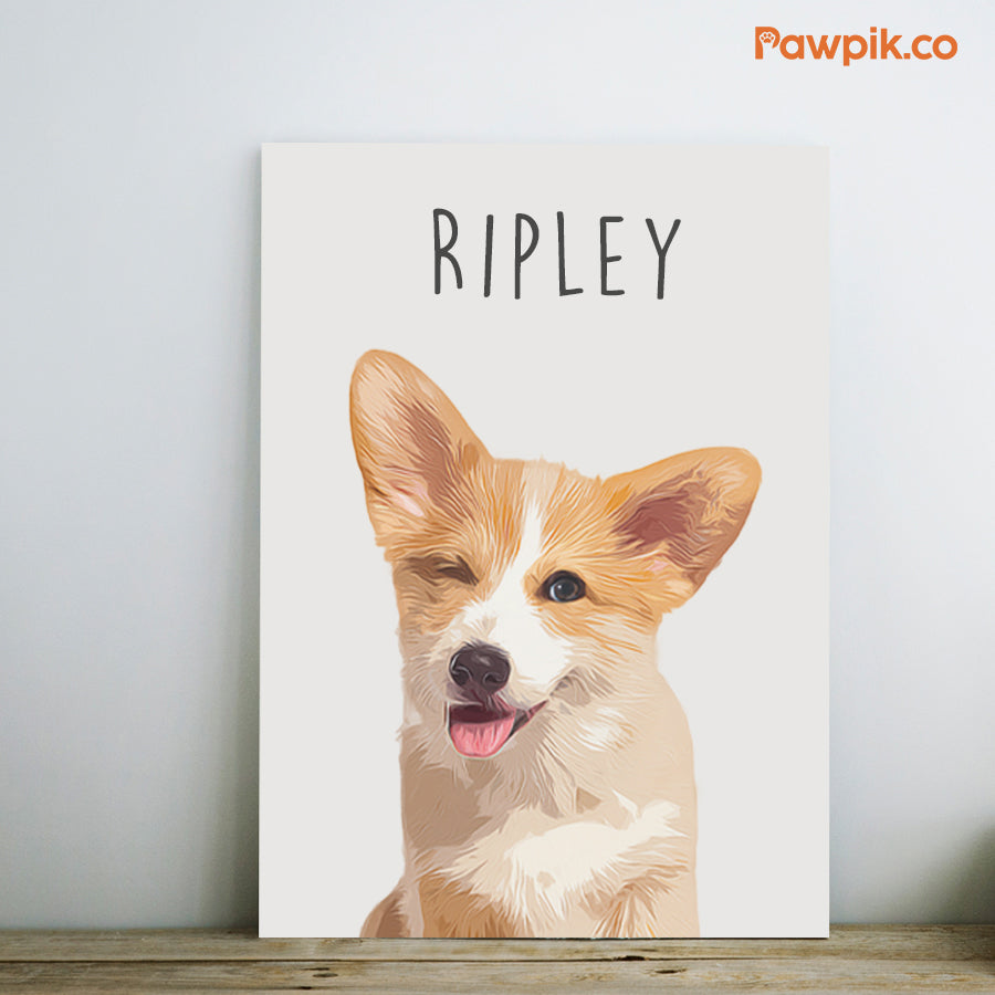 Funny Personalized Pet Portrait Cartoon Vertical Poster - Gift For Dog & Cat Lover