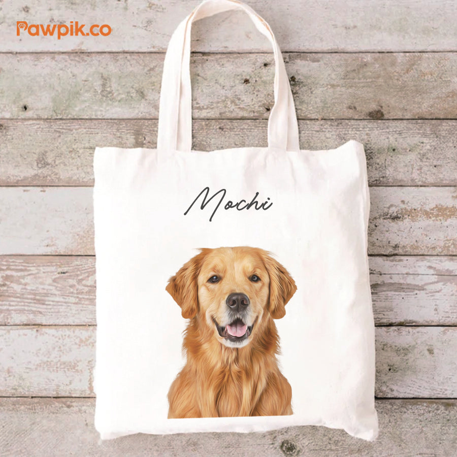 Personalized Colorful Pet Portrait Tote Bag - Gift for Pet Lovers
