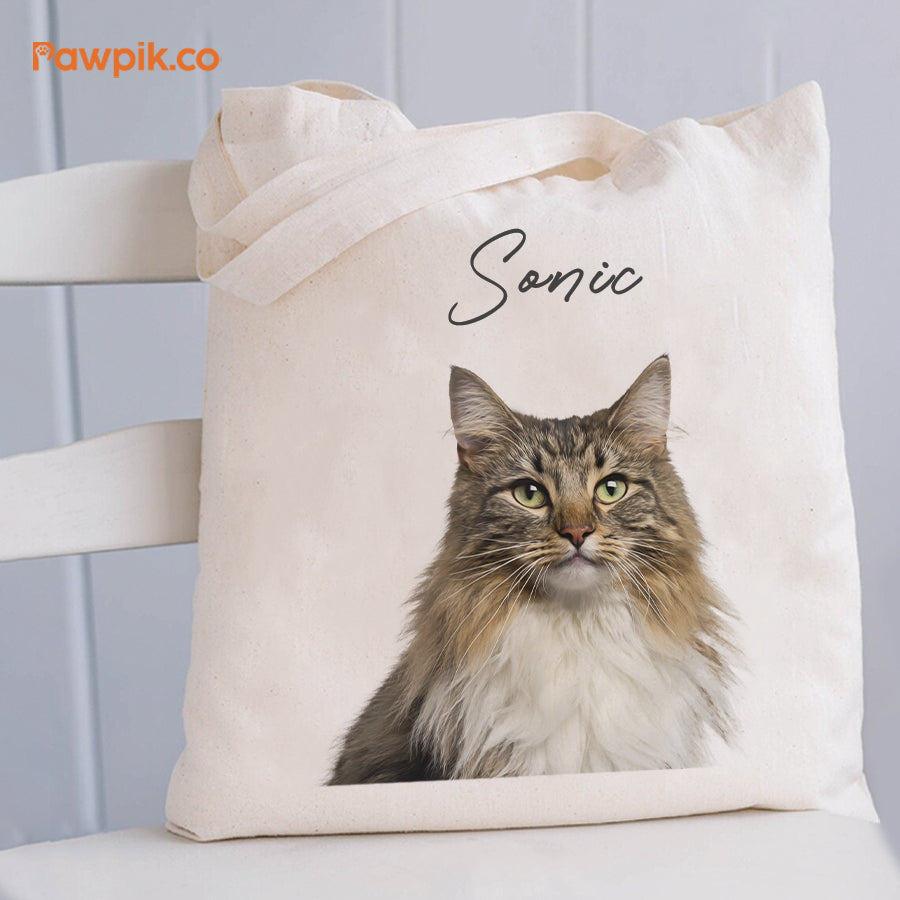 Personalized Colorful Pet Portrait Tote Bag - Gift for Pet Lovers
