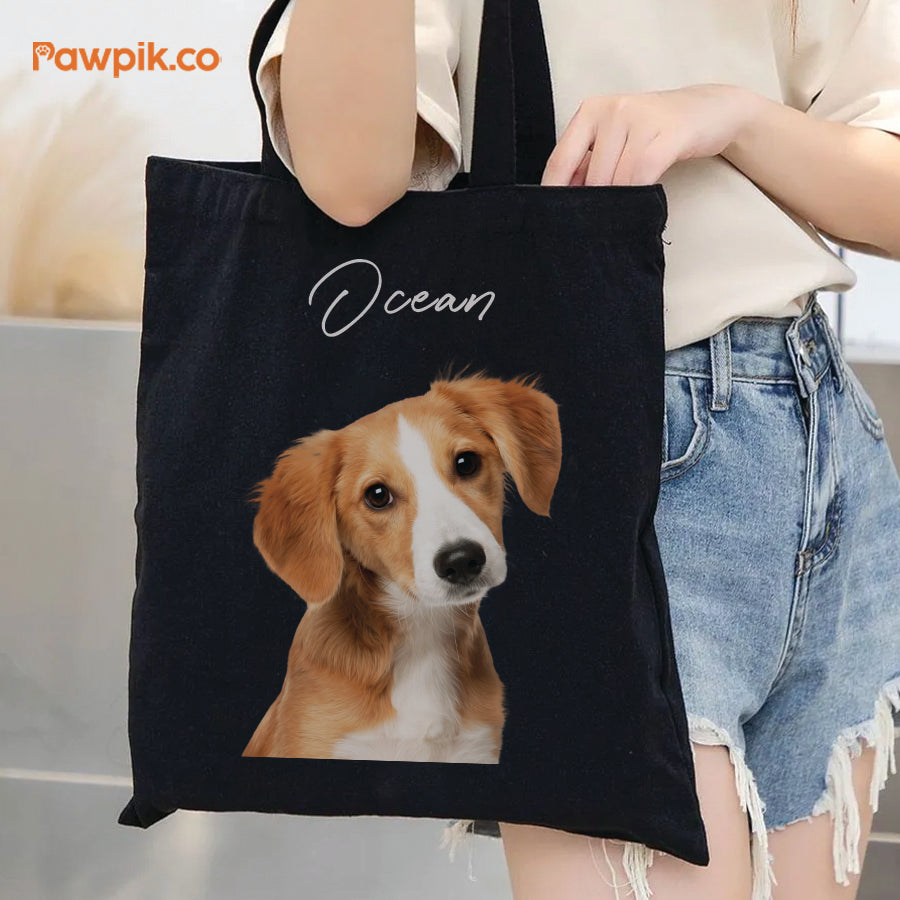 Personalized Colorful Pet Portrait Tote Bag - Gift for Pet Lovers