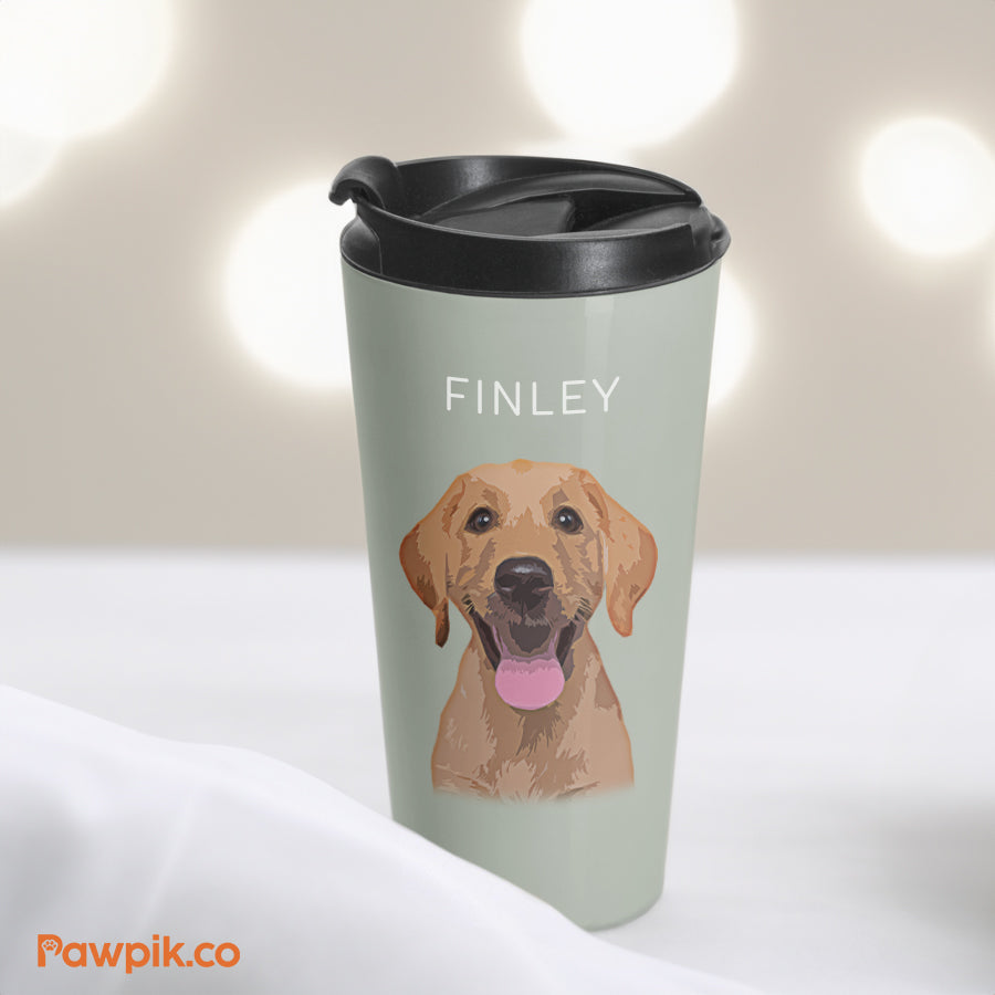 Personalized Attractive Pet Portrait Flip-top Lid Tumbler - Gift For Pet Lovers