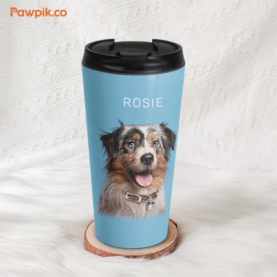Personalized Impressive Pet Portrait Flip-top Lid Tumbler - Gift For Pet Lovers