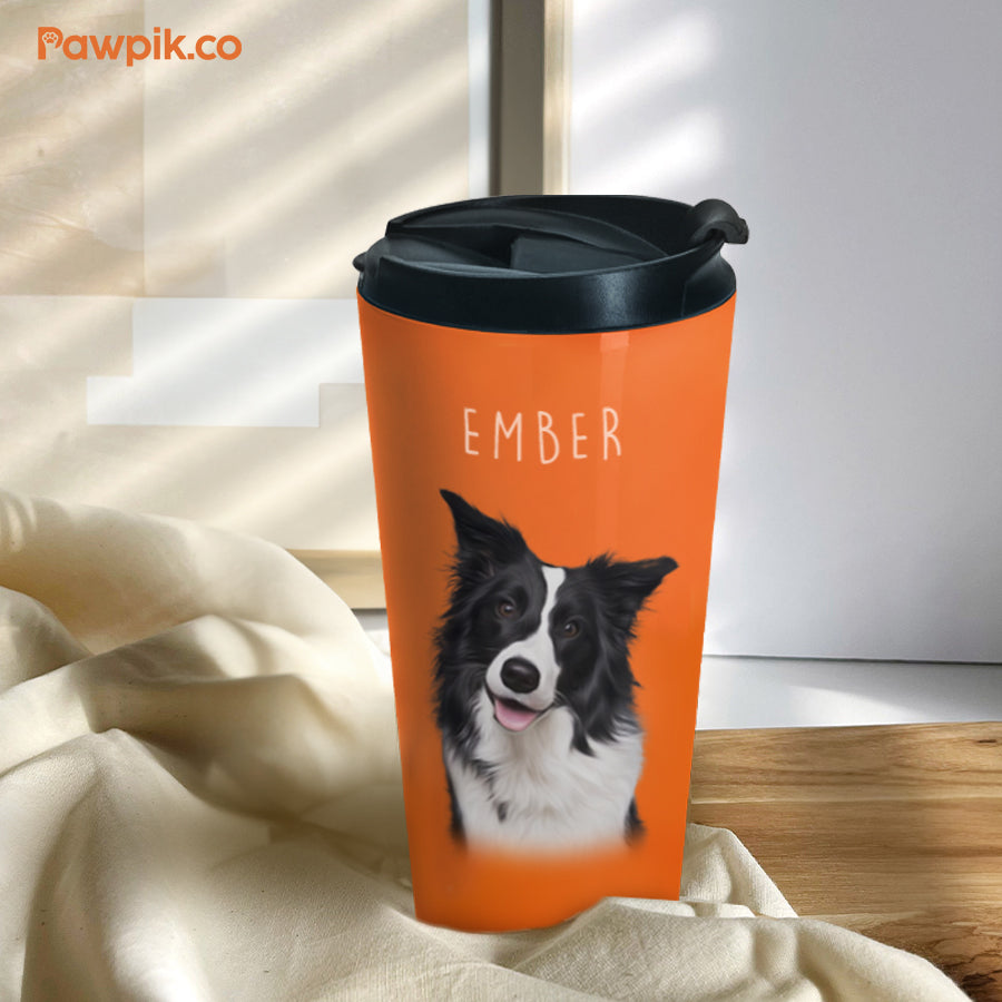 Personalized Impressive Pet Portrait Flip-top Lid Tumbler - Gift For Pet Lovers