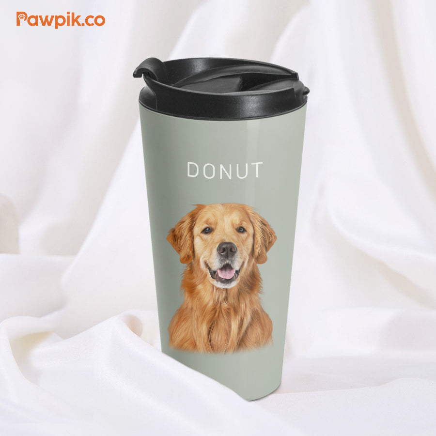 Personalized Impressive Pet Portrait Flip-top Lid Tumbler - Gift For Pet Lovers