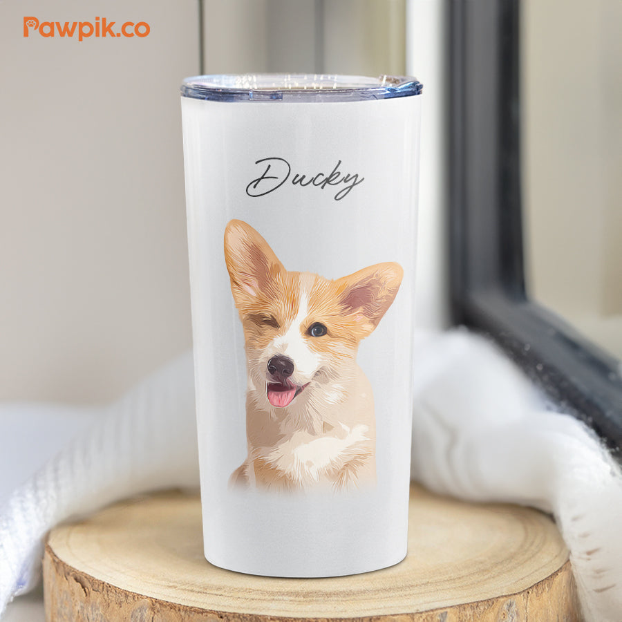 Personalized Adorable Pet Portrait Push-on Lid Tumbler - Gift For Pet Lovers