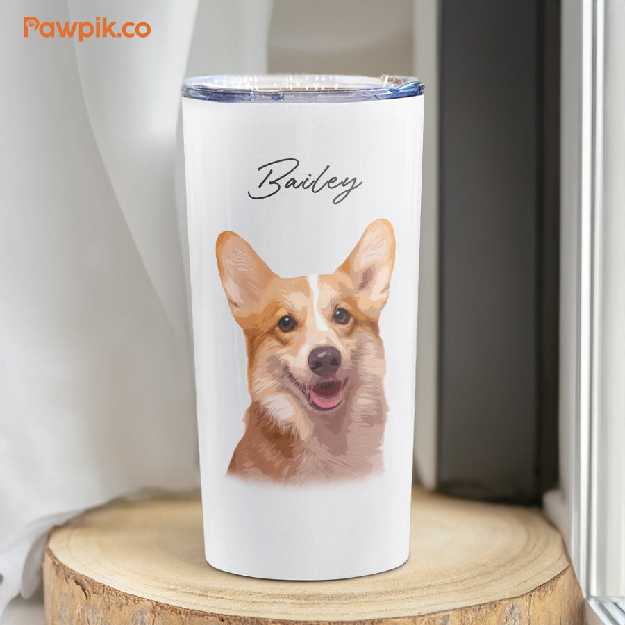 Personalized Adorable Pet Portrait Push-on Lid Tumbler - Gift For Pet Lovers