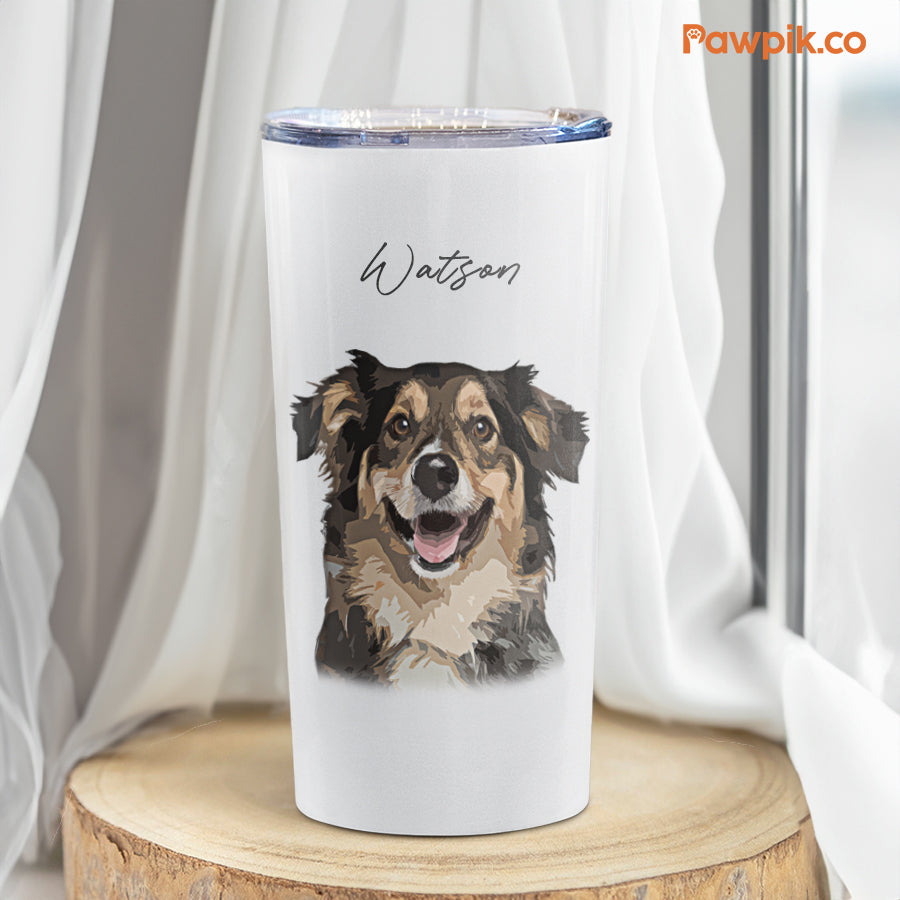Personalized Super Cute Pet Portrait Push-on Lid Tumbler - Gift For Pet Lovers