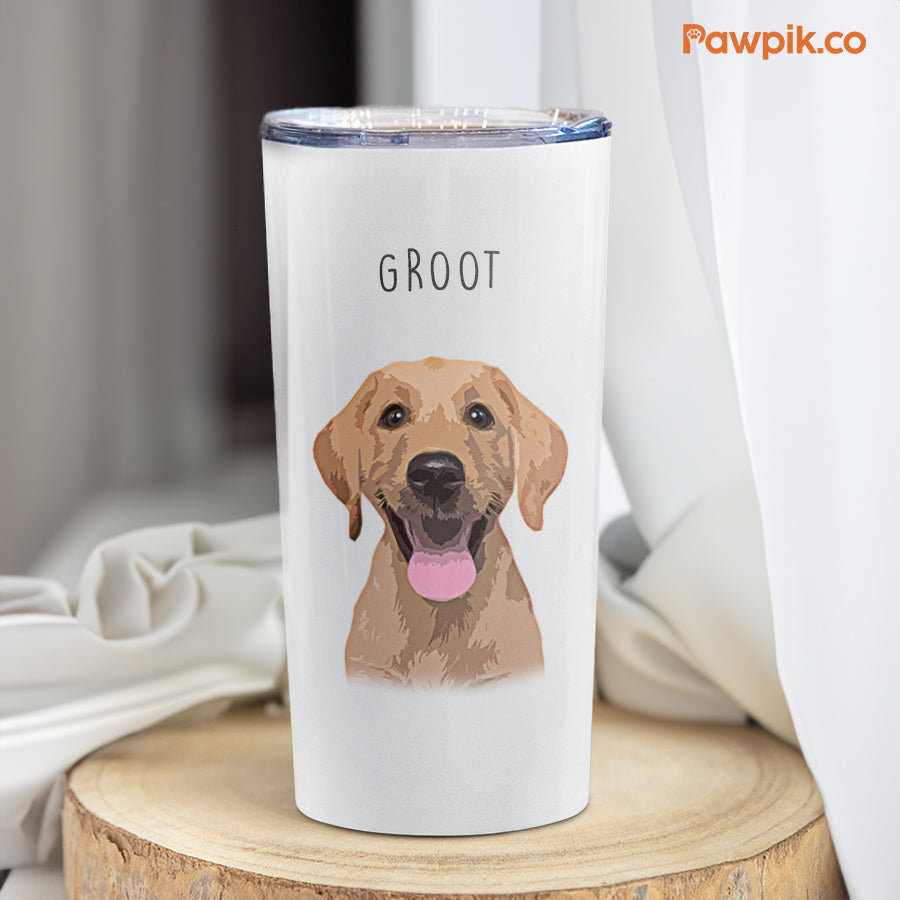 Personalized Super Cute Pet Portrait Push-on Lid Tumbler - Gift For Pet Lovers
