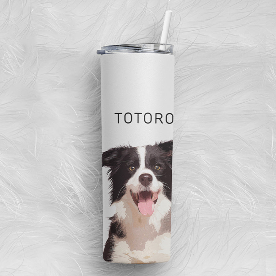 Personalized Adorable Pet Portrait Tumbler with Straw - Gift for Pet Lovers