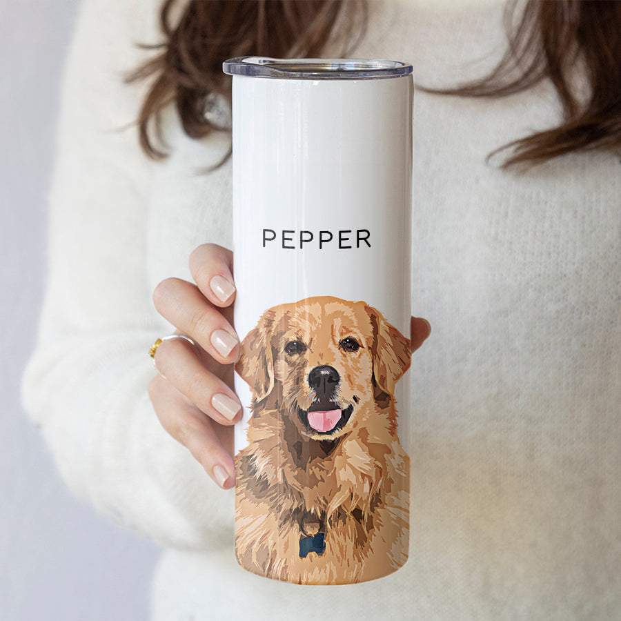 Personalized Impressive Pet Portrait Tumbler with Straw - Gift for Cat Lovers