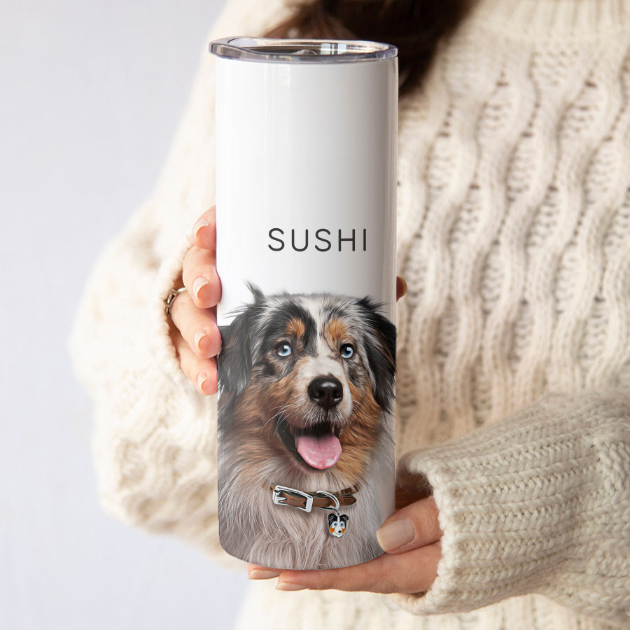 Personalized Super Cute Pet Portrait Tumbler with Straw - Gift for Cat Lovers