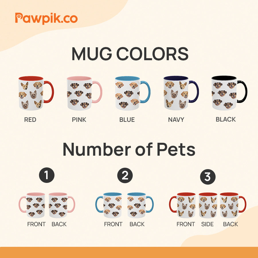 Personalized Adorable Pet Face Accent Mug - Gift for Pet Lovers