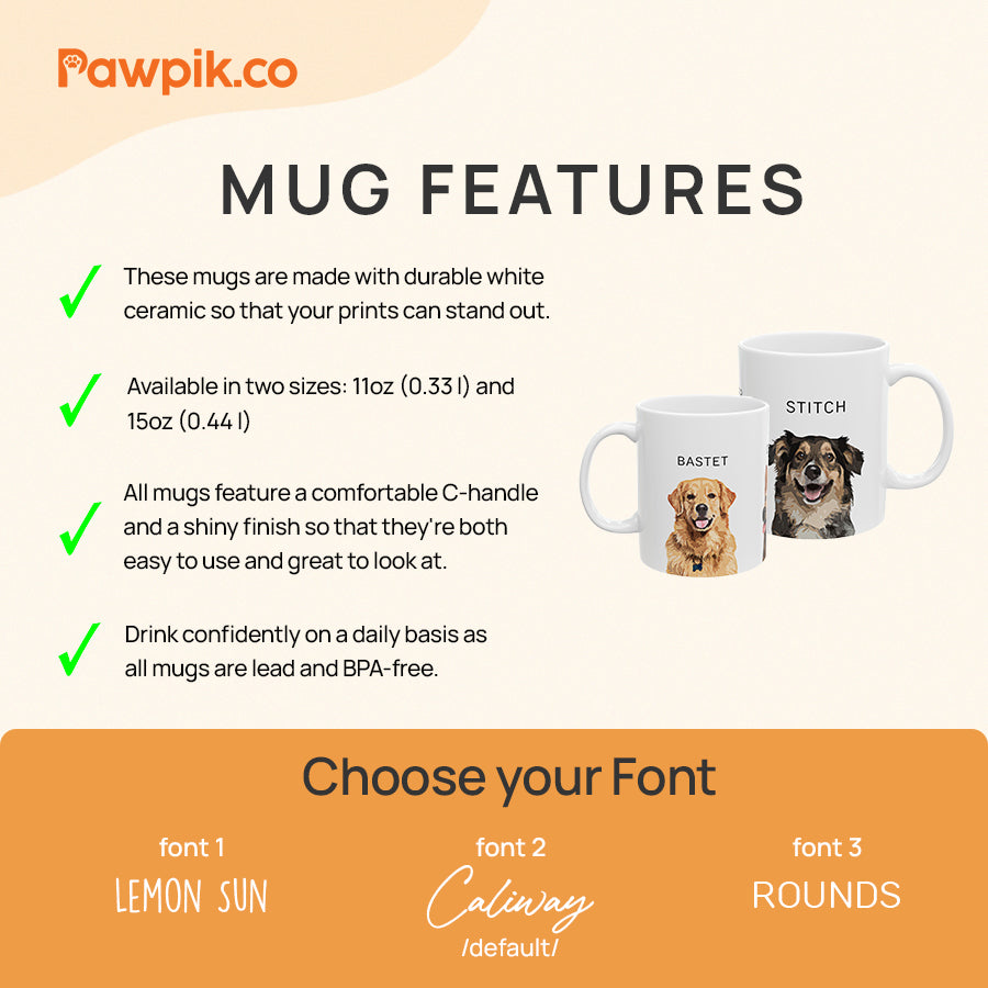 Personalized Colorful Pet Portrait White Mug - Gift For Pet Lovers