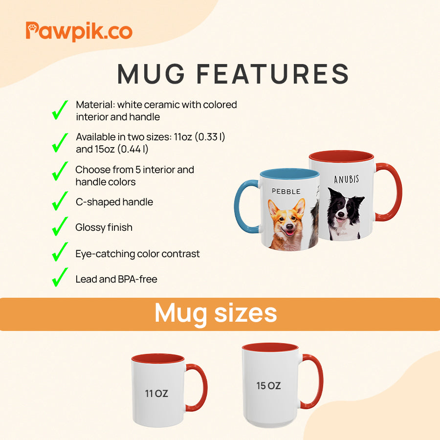 Personalized Super Cute Adorable Pet Portrait Accent Mug - Gift for Pet Lovers