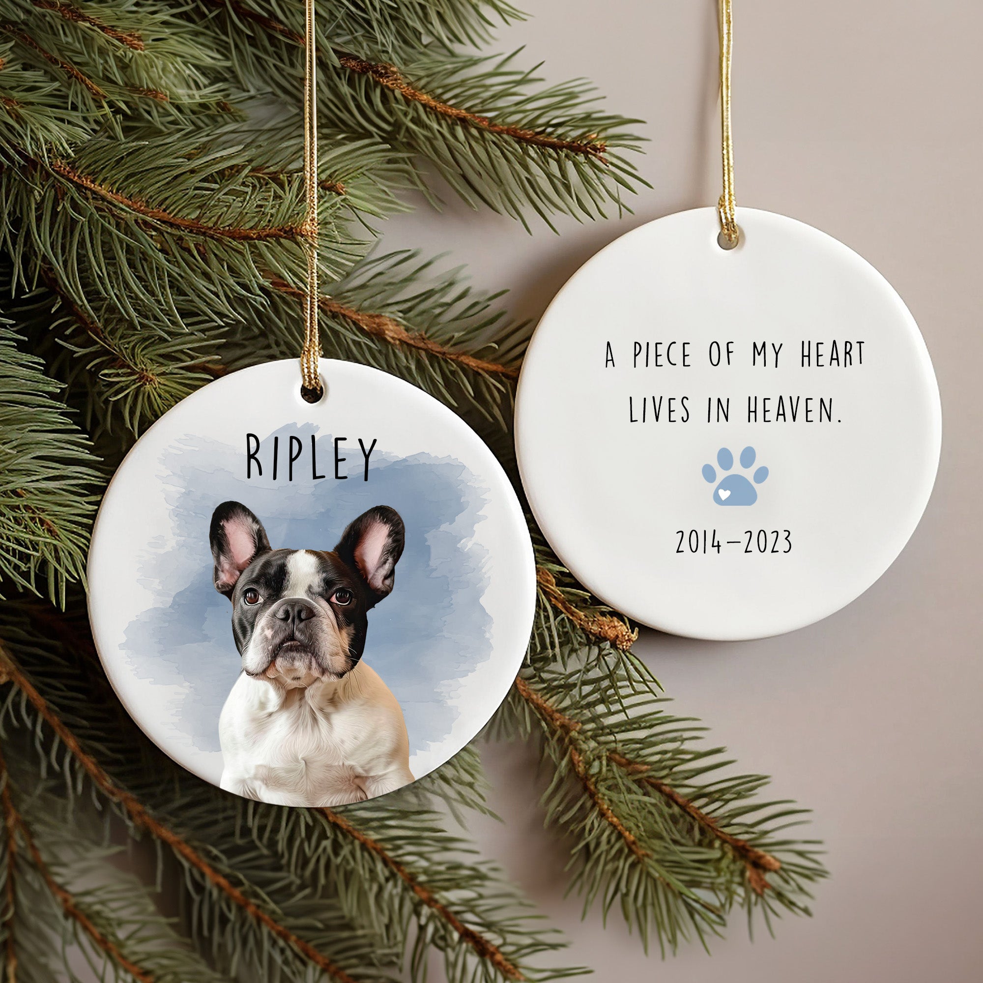 Pet Loss Custom Photo, Personalized Double-Side Printed Ceramic Ornament - Christmas Gift For Pet Lovers