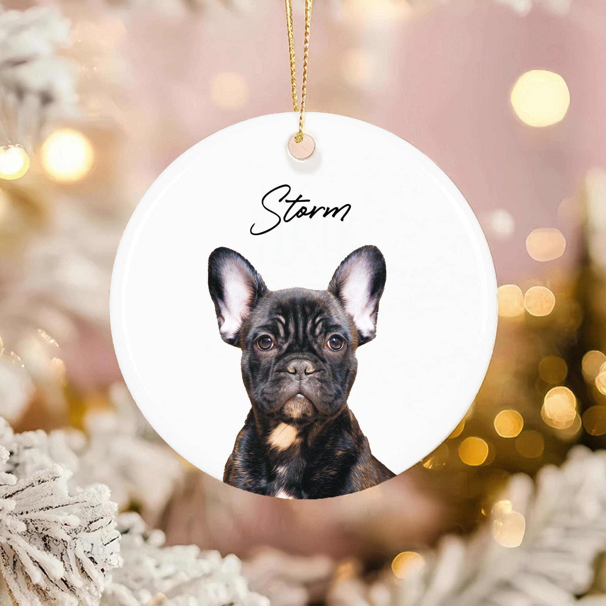 Custom Charming Pet Photo, Personalized One-Side Printed Ceramic Ornament - Christmas Gift For Pet Lovers