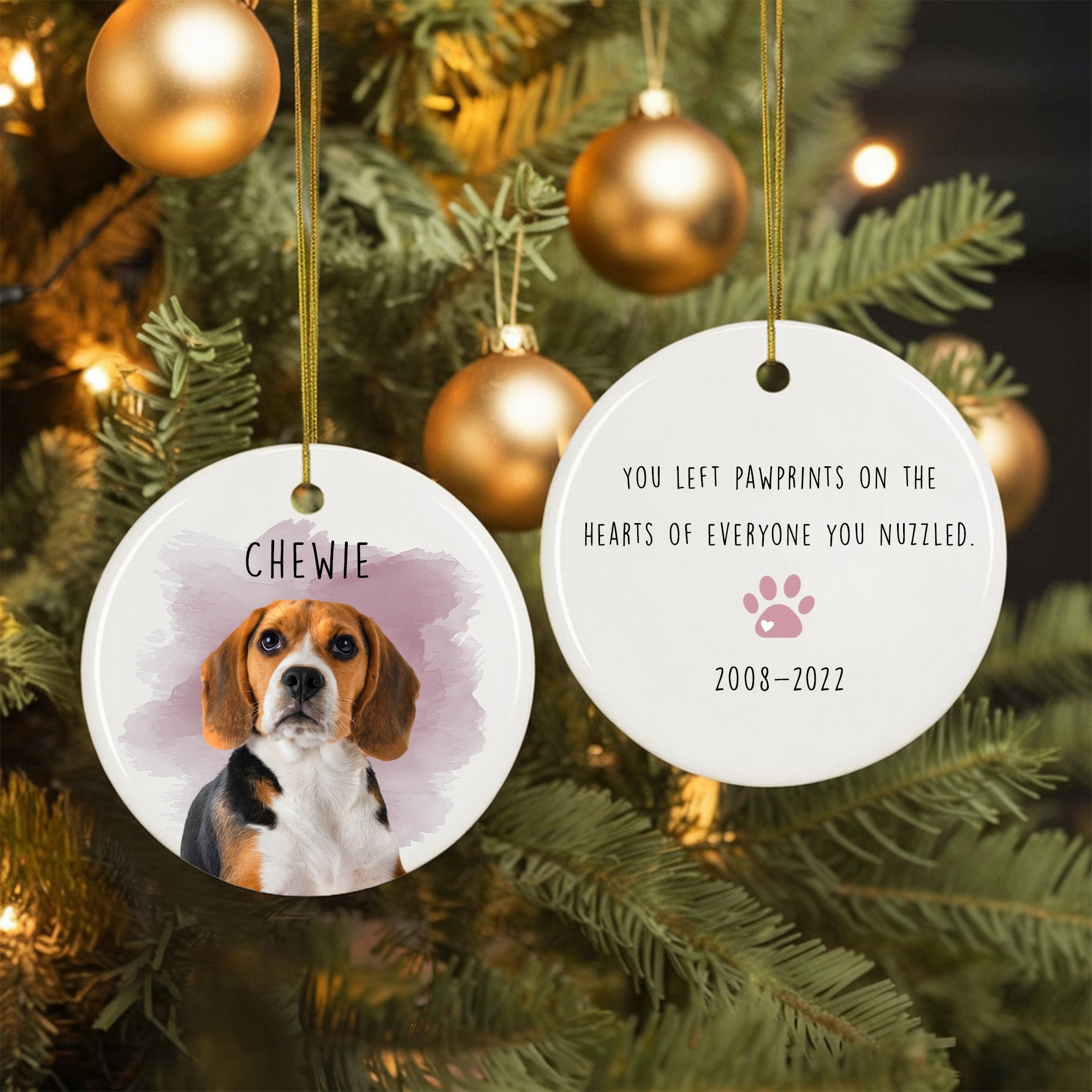 Pet Loss Custom Photo, Personalized Double-Side Printed Ceramic Ornament - Christmas Gift For Pet Lovers