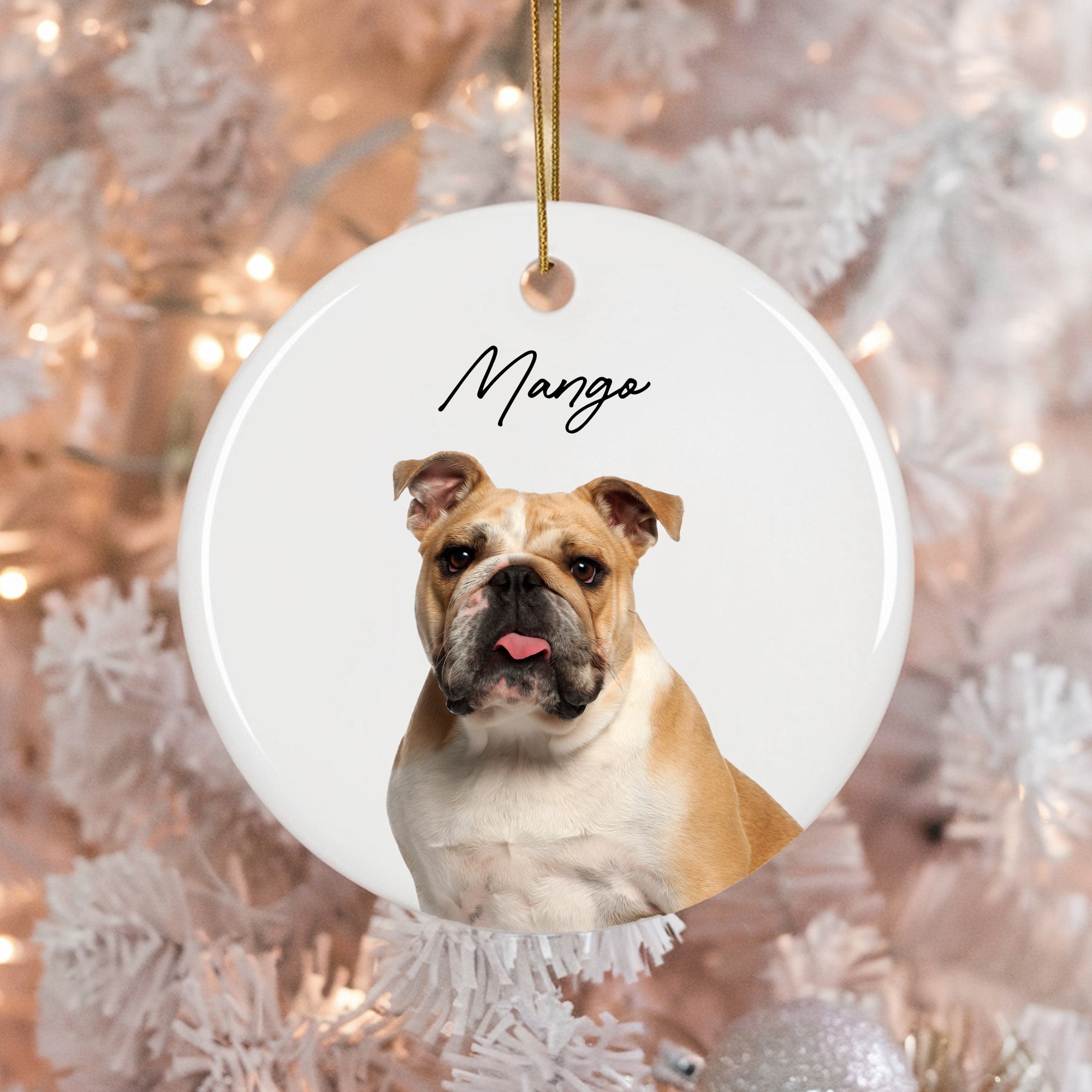 Custom Charming Pet Photo, Personalized One-Side Printed Ceramic Ornament - Christmas Gift For Pet Lovers