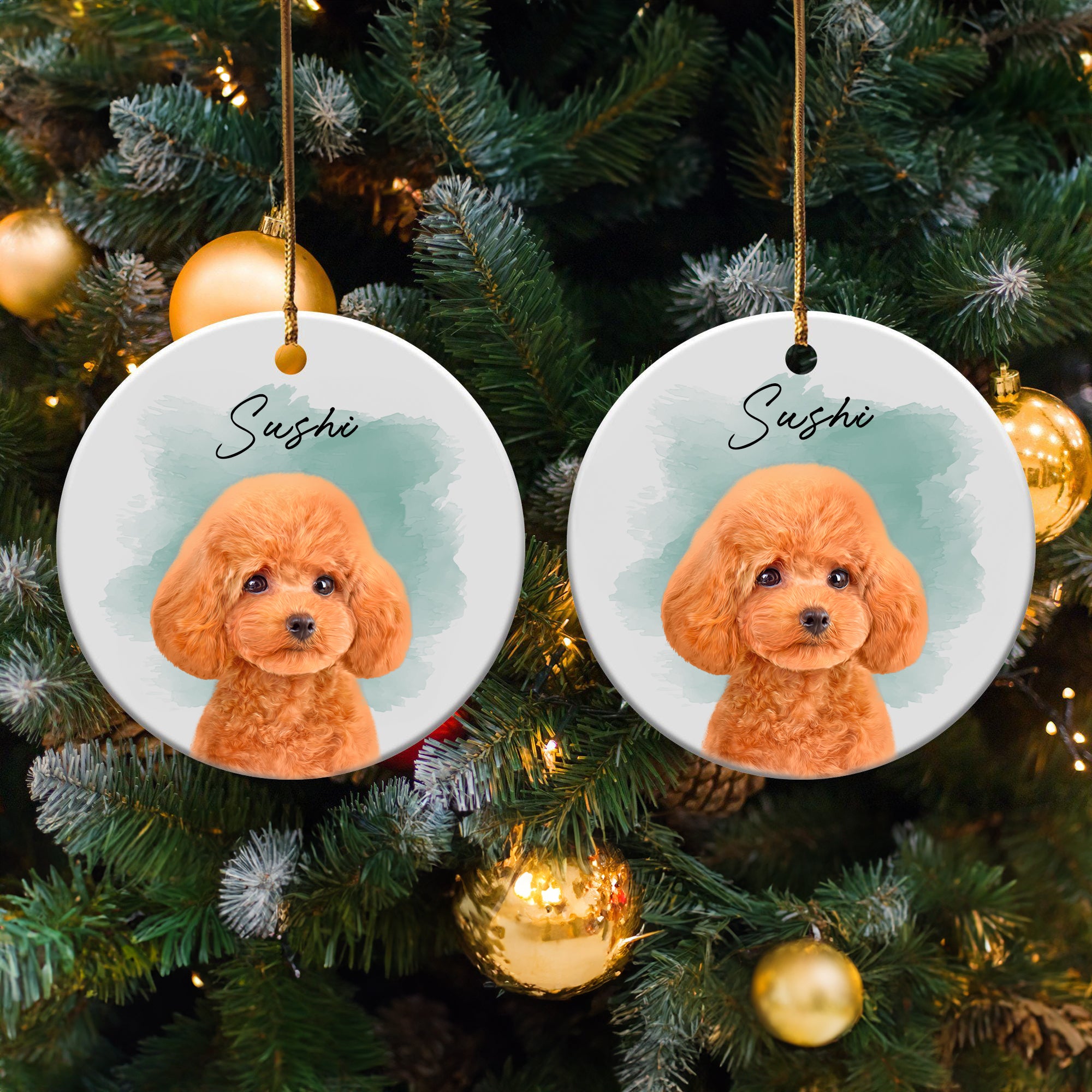 Pet Loss Custom Photo, Personalized Double-Side Printed Ceramic Ornament - Christmas Gift For Pet Lovers