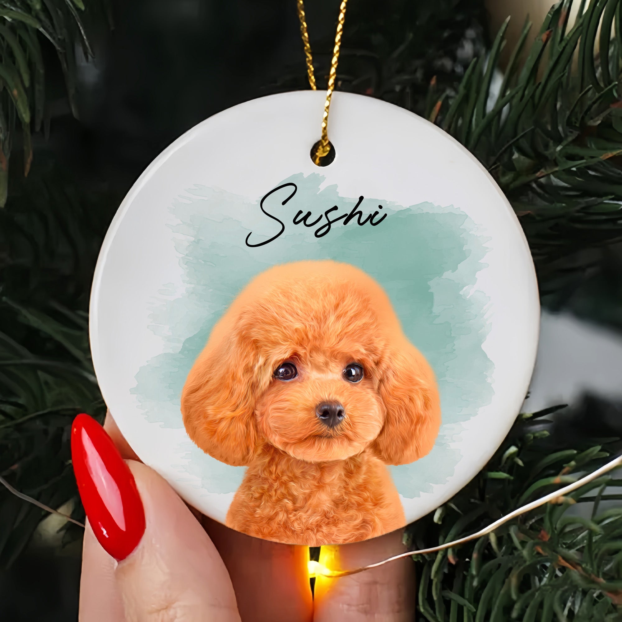 Pet Memorial Custom Photo, Personalized Double-Side Printed Ceramic Ornament - Christmas Gift For Pet Lovers