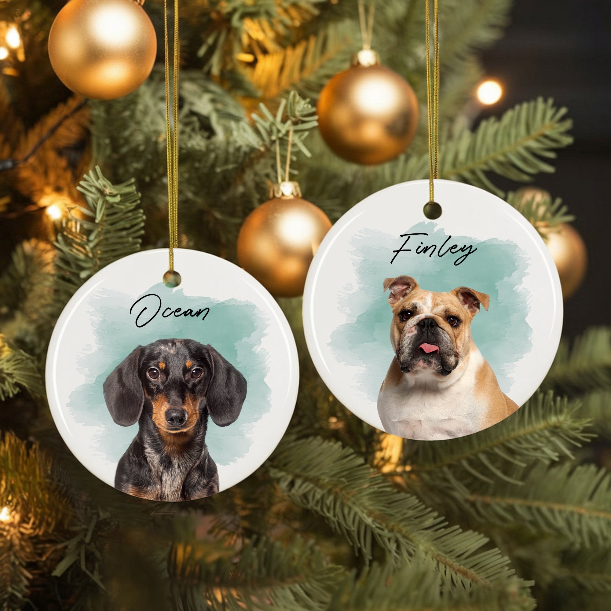 Pet Loss Custom Photo, Personalized Double-Side Printed Ceramic Ornament - Christmas Gift For Pet Lovers