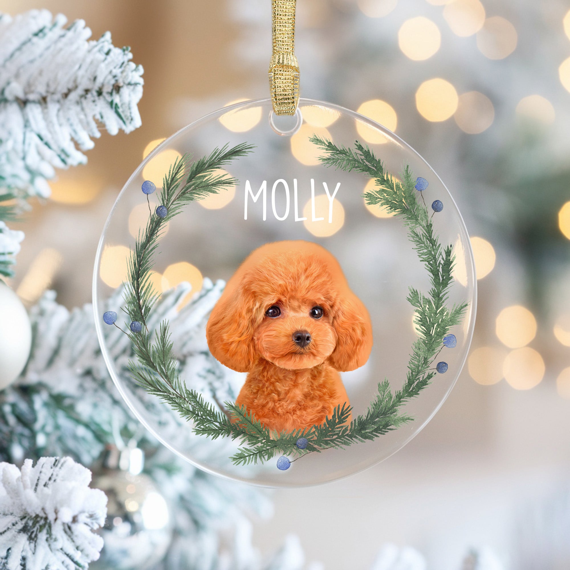 Custom Adorable Pet Photo, Personalized One-Side Printed Acrylic Ornament - Christmas Gift For Pet Lovers