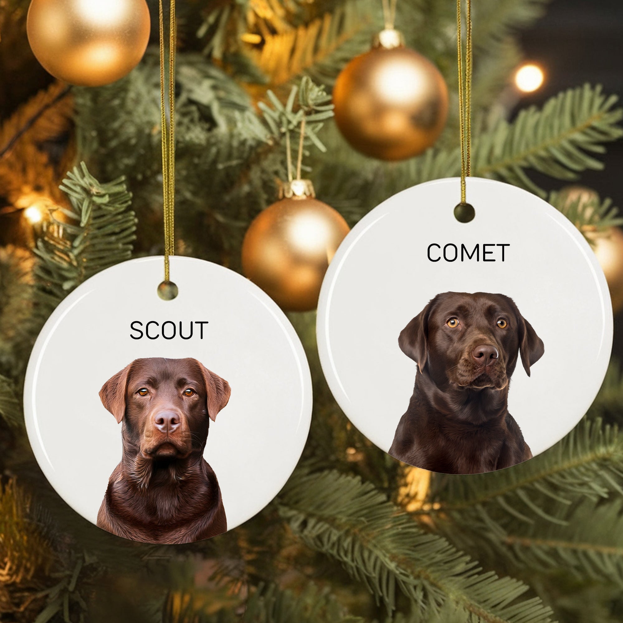 Custom Charming Pet Photo, Personalized Double-Side Printed Ceramic Ornament - Christmas Gift For Pet Lovers