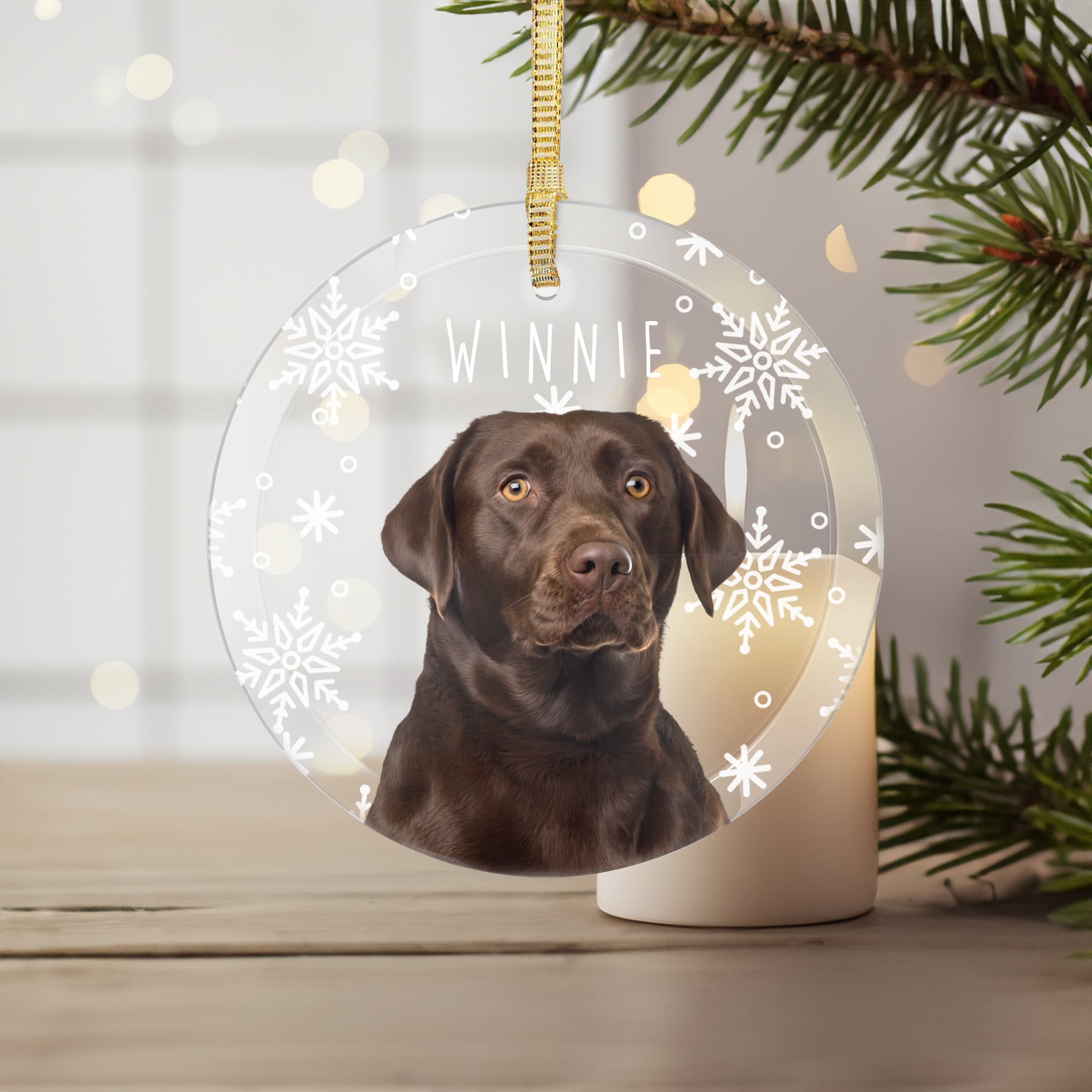 Custom Charming Pet Photo, Personalized One-Side Printed Glass Ornament - Christmas Gift For Pet Owners
