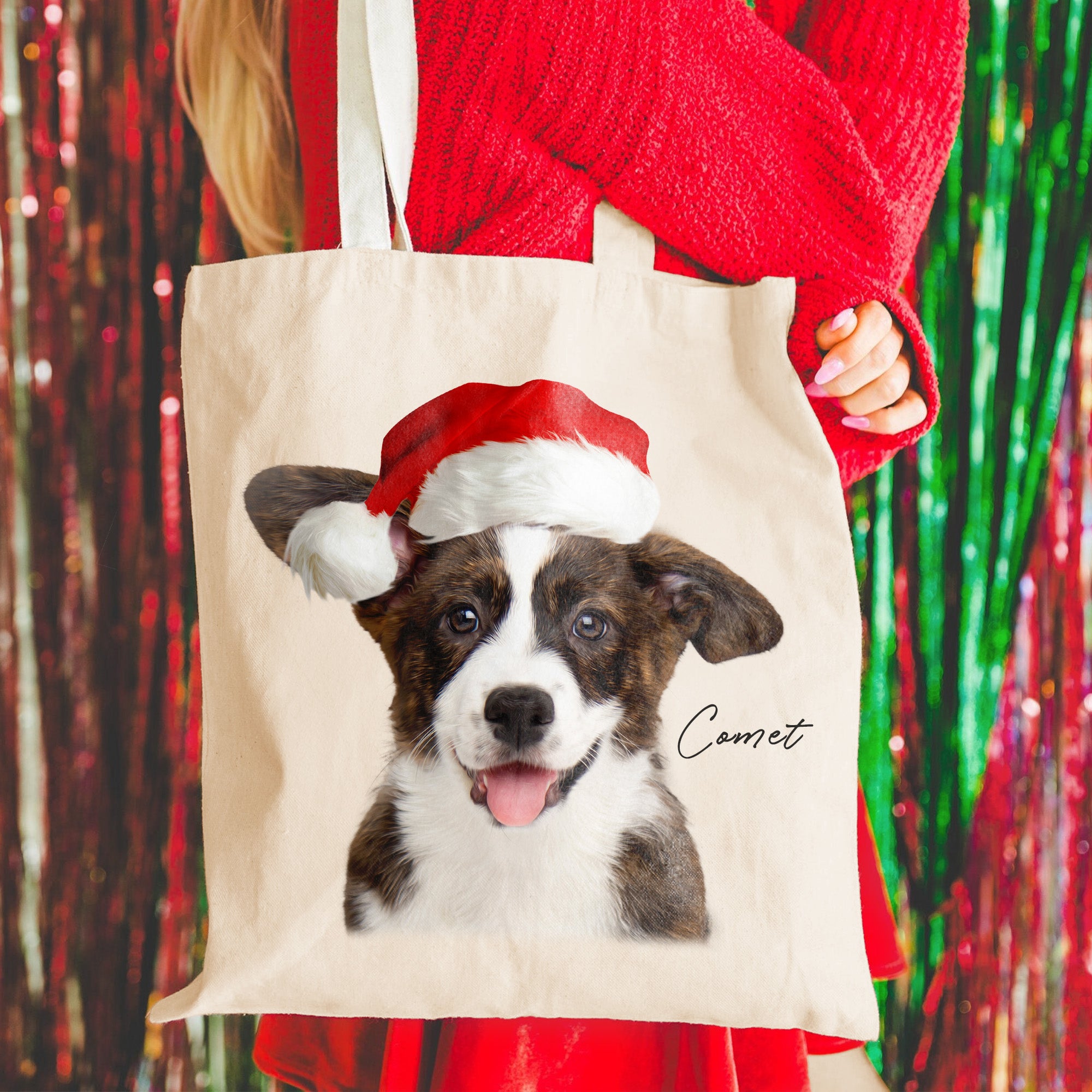 Custom Adorable Pet Photo, Personalized Tote Bag - Christmas Gift For Pet Owners