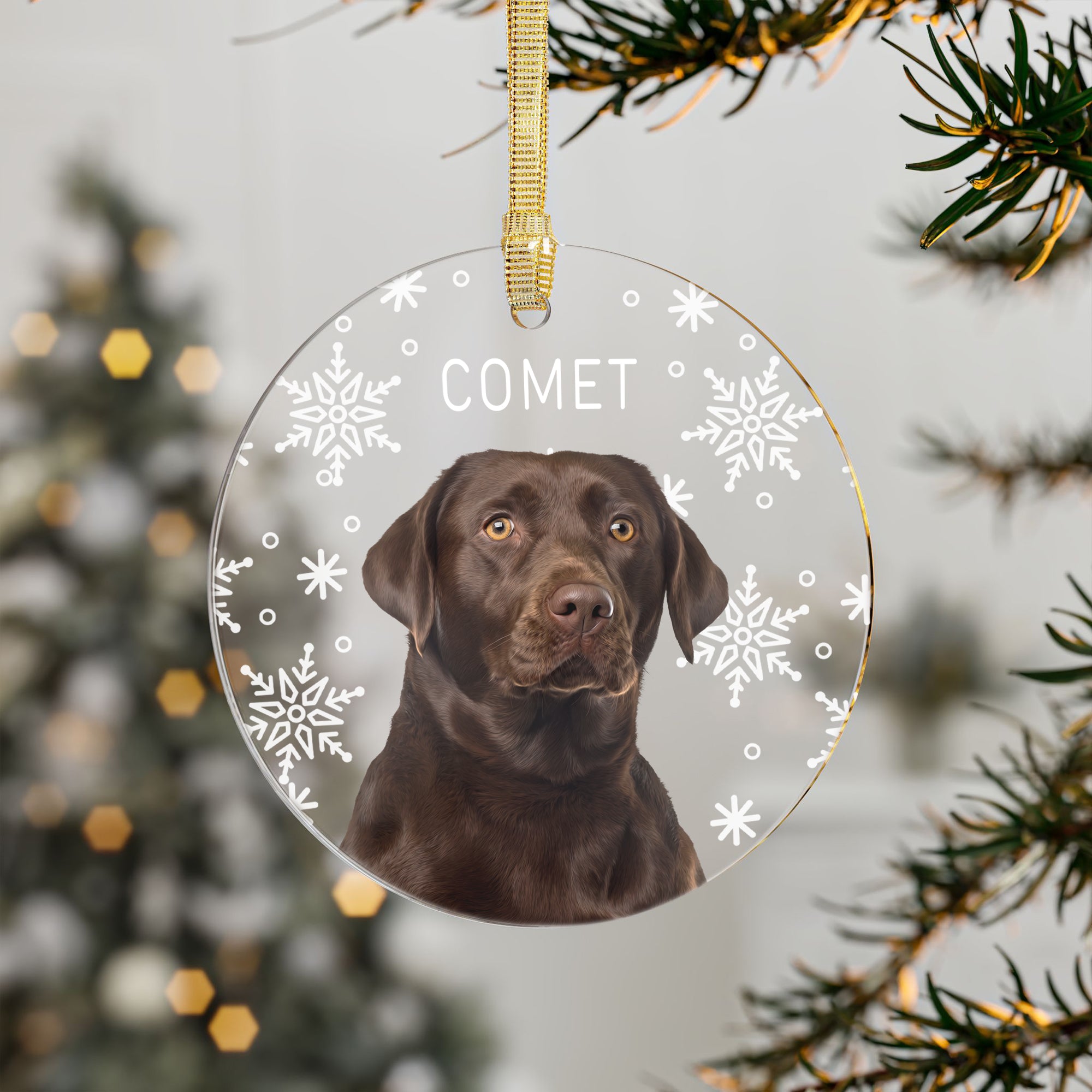 Custom Charming Pet Photo, Personalized One-Side Printed Snowflake Acrylic Ornament - Christmas Gift For Pet Owners